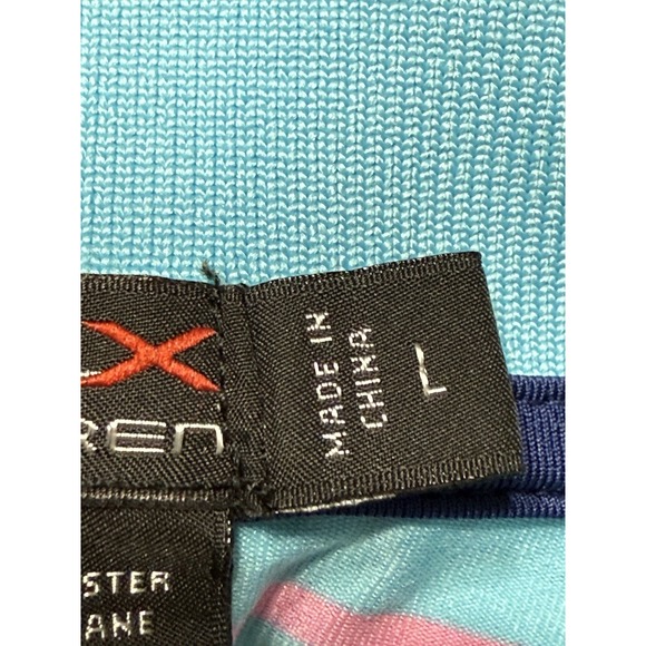 RLX Ralph Lauren Blue‎ Pink Stripe Athletic Performance Golf Polo Shirt Sz Large - Picture 4 of 10